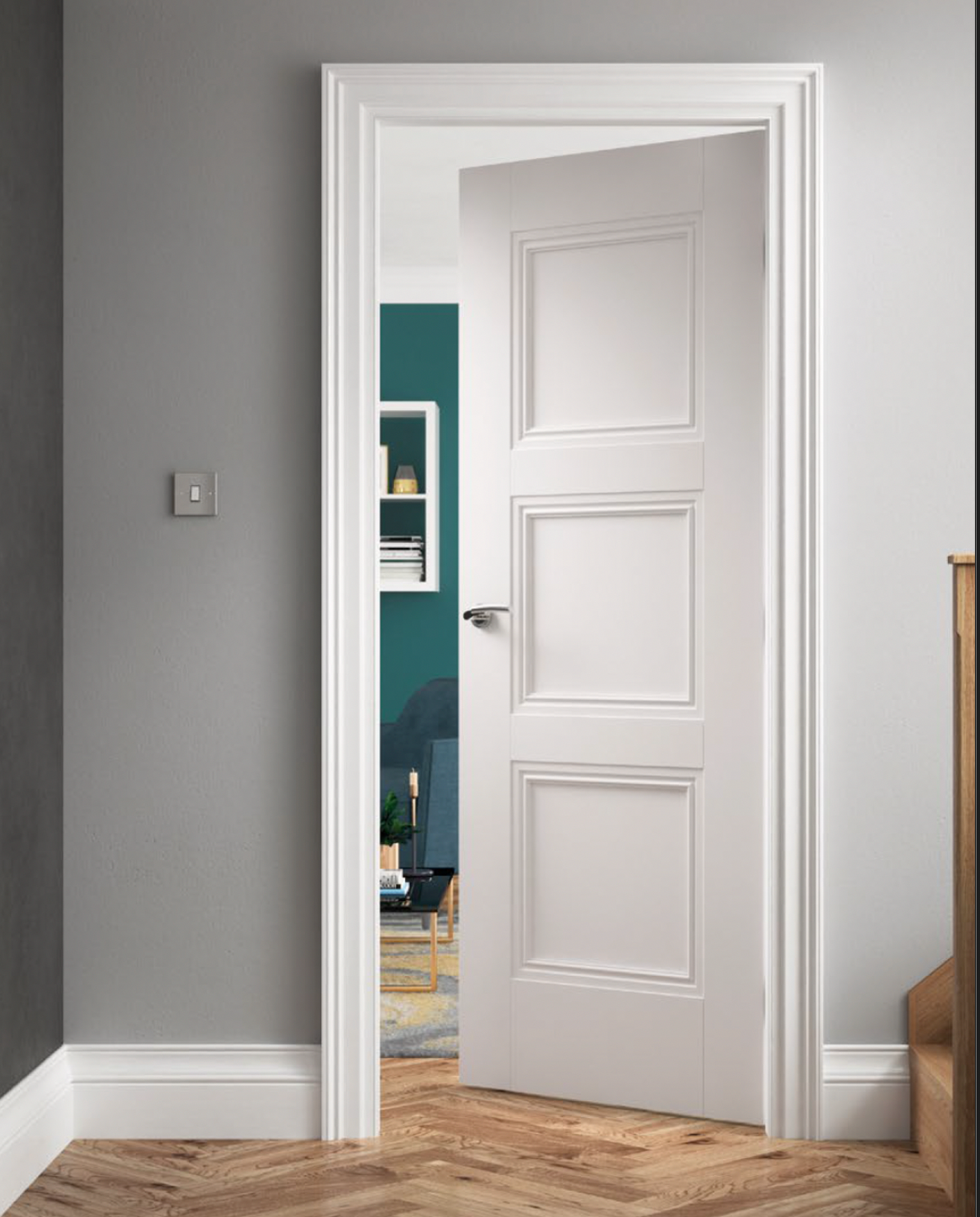 A custom bedroom door crafted by Fix It Mates, featuring a sleek design with a smooth wooden finish, sturdy construction, and modern hardware, designed to complement the aesthetic and functionality of a bedroom setting.

