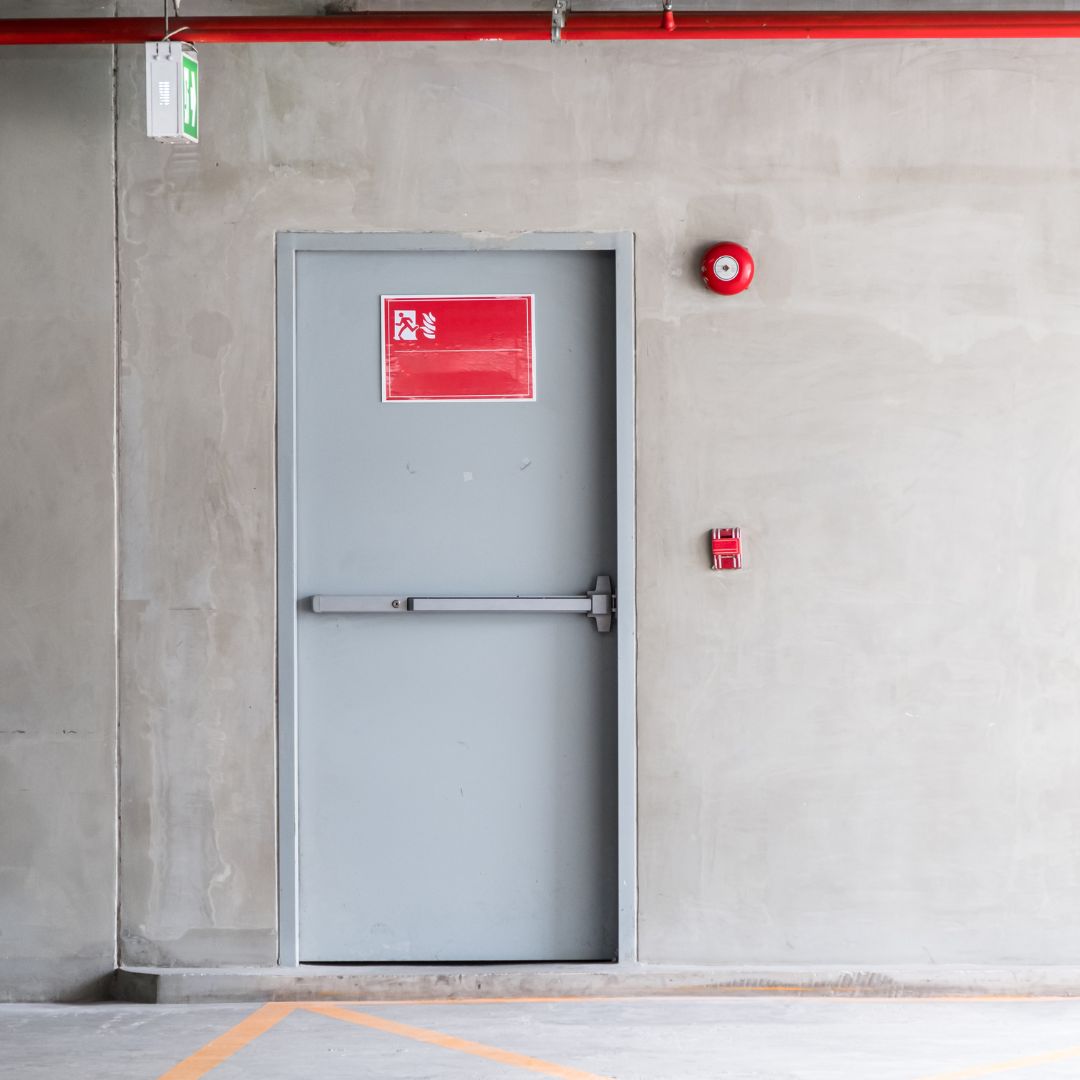 A fire-rated door crafted by Fix It Mates, designed for safety and durability, featuring a robust structure with fire-resistant materials, modern hardware, and a sleek finish, ideal for ensuring fire safety in commercial or residential settings.