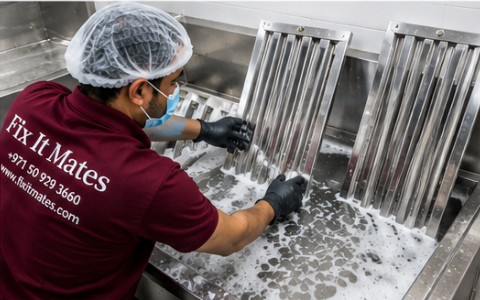 Kitchen hood deep cleaning service Fix It Mates Dubai
